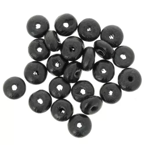 Perline rondelle di legno Heishi 6,5x3 mm - Nero x100