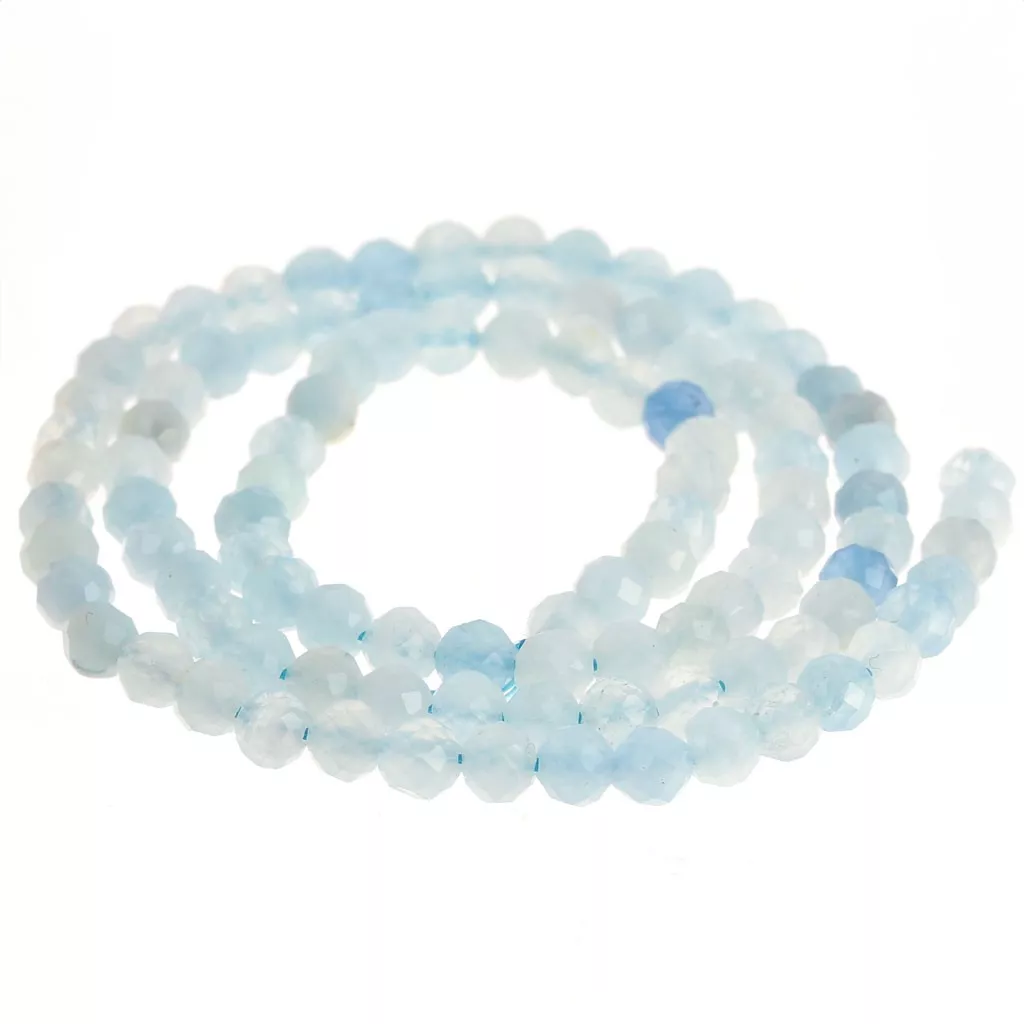 45 Perle Di Acquamarina Naturale 8mm – Pietre Preziose Vere Per Creare Bracciali, Collane E Gioielli Fai Da Te, Con Filo Elastico In Cristallo Incluso