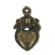 Ciondoli cuore Ex-voto fiore mm. 18,5 bronzo x8