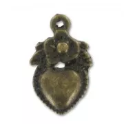 Ciondoli cuore Ex-voto fiore mm. 18,5 bronzo x8