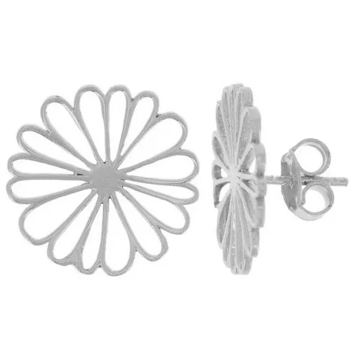 Orecchini a fiore scavato 20 mm - Placcatura fine in argento x2