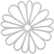 Pendente fiore scavato 40 mm - Placcatura argento fine x1