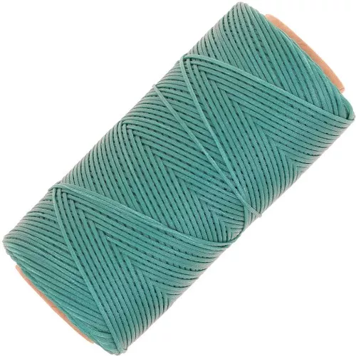 Bobina di filo piatto cerato Linhasita per macramè 1,4 mm - Verde turchese (224) x 167 m