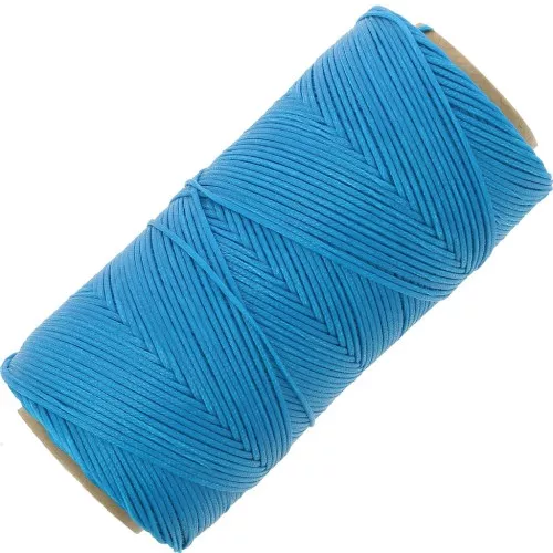 Bobina di filo piatto cerato Linhasita per macramè 1,4 mm - Turchese scuro (707) x 167 m