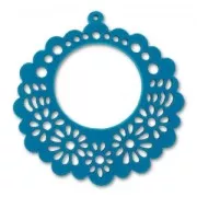 Pendente filigrana di legno mm. 44 Azzurro x1