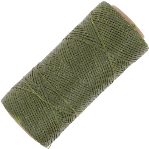 Bobina di filo piatto cerato Linhasita per macramè 1,4 mm - Verde oliva (88) x 167 m