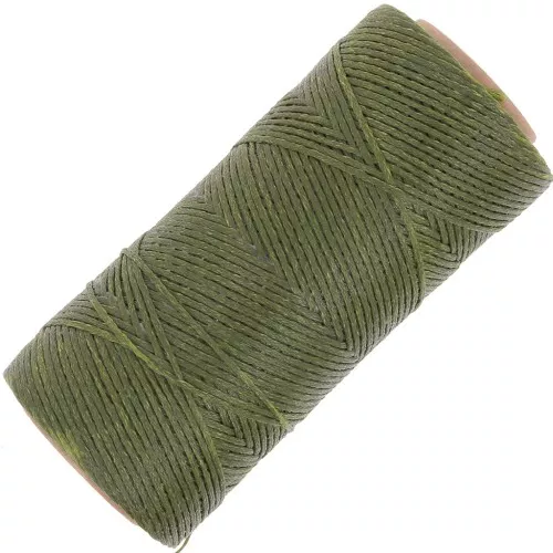 Bobina di filo piatto cerato Linhasita per macramè 1,4 mm - Verde oliva (88) x 167 m