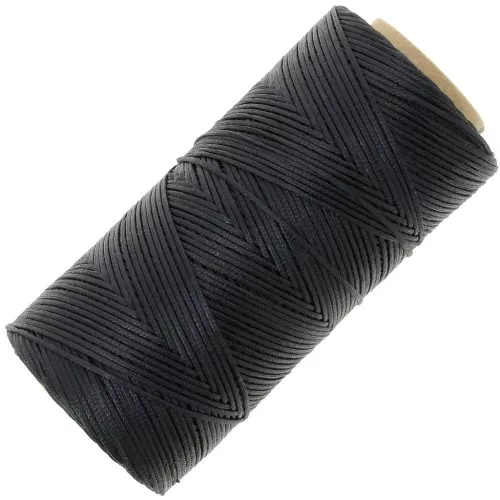 Bobina di filo piatto cerato Linhasita per macramè 1,4 mm - Nero (PRETO) x 167 m
