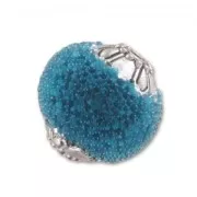 Perla tonda con inclusioni di perline con copette mm. 15 Turchese x1