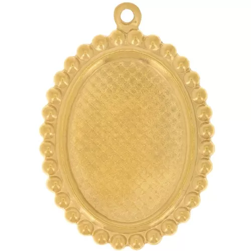 Pendente ovale 27,5x19,5 mm per cabochon 18x13 mm - Acciaio inox dorato 304L x1