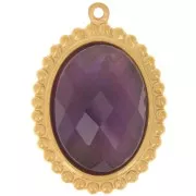 Pendente ovale 27,5x19,5 mm per cabochon 18x13 mm - Acciaio inox dorato 304L x1