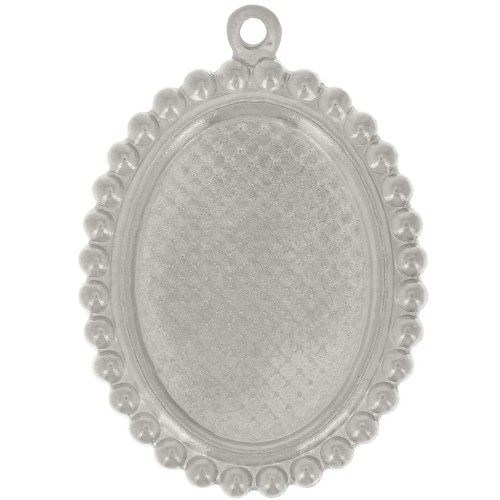 Pendente ovale 27,5x19,5 mm per cabochon 18x13 mm - Acciaio inossidabile 304L x1