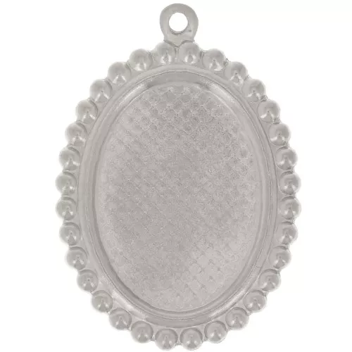 Pendente ovale 27,5x19,5 mm per cabochon 18x13 mm - Acciaio inossidabile 304L x1