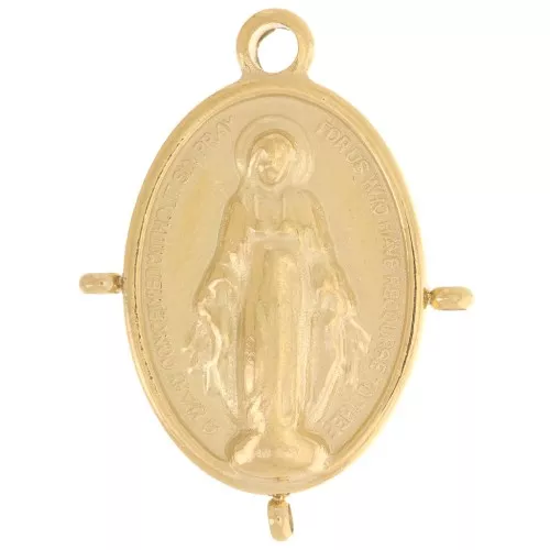 Pendente religioso ovale 22x16 mm con 3 anelli - Acciaio inox dorato 304L x1