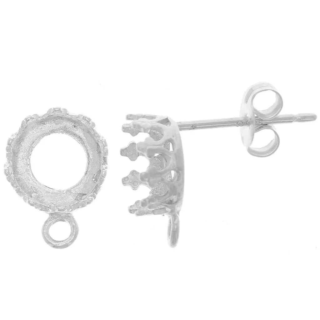 Orecchini castone per cabochon 6 mm e anello chiuso - Argento 925 x2 - Perles & Co