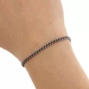 Catena maglia gourmette 3 mm - Argento 925 rodio nero x20cm