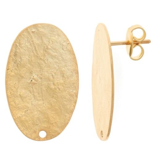 Orecchini ovali 25x16 mm effetto martellato - Dorato con oro fino x2
