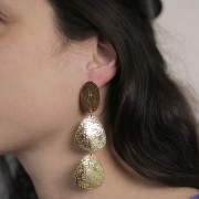 Orecchini ovali 25x16 mm effetto martellato - Dorato con oro fino x2