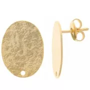 Orecchini ovali 19x14 mm effetto martellato - Dorato con oro fino x2