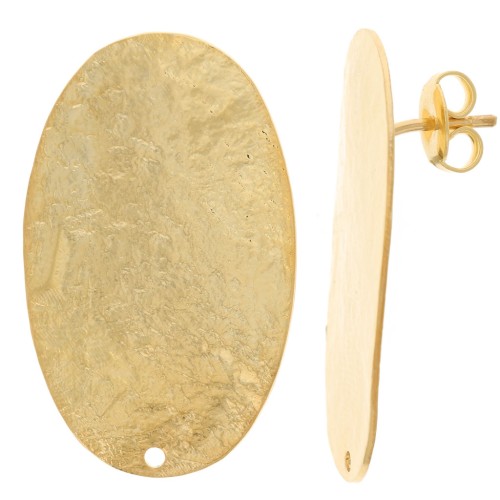 Orecchini ovali 32,5x20 mm effetto martellato - Dorati con oro fino x2