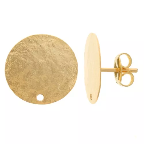 Orecchini tondi 15,5 mm effetto martellato - Dorati con oro fino x2