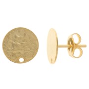 Orecchini tondi 10,5 mm effetto martellato - Dorati con oro fino x2
