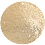 Pendente rotondo martellato 30 mm - Dorato in oro fino x1