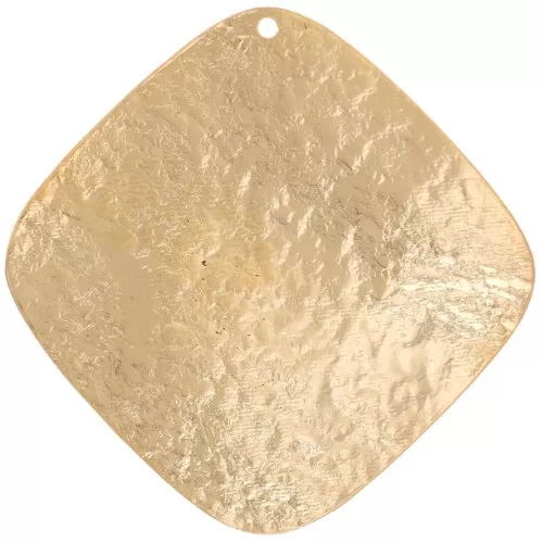 Pendente con diamante martellato 39x39 mm - Dorato in oro fino x1