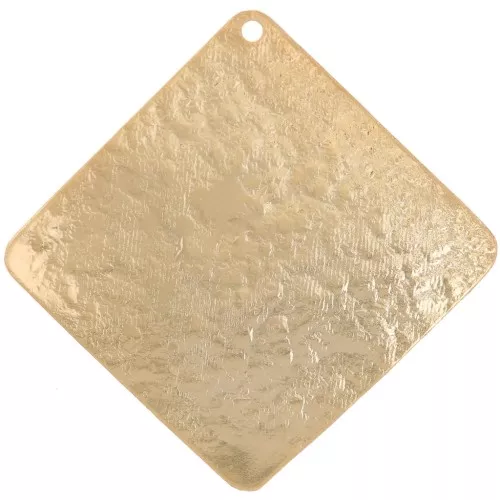 Pendente con diamante martellato 35x35 mm - Dorato in oro fino x1