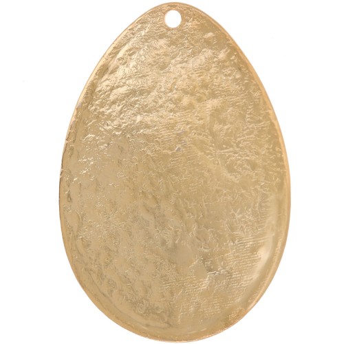 Pendente a goccia martellato 39x27,5 mm - Dorato in oro fino x1