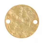 Distanziatore tondo 10,5 mm effetto martellato - Dorato con oro fino x1
