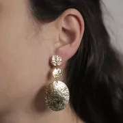 Distanziatore tondo 10,5 mm effetto martellato - Dorato con oro fino x1