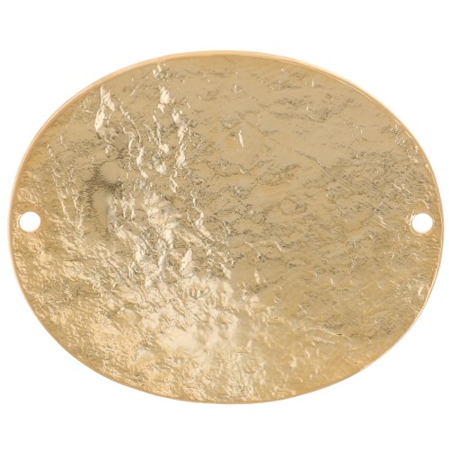 Distanziatore ovale 30x25 mm effetto martellato - Dorato con oro fino x1