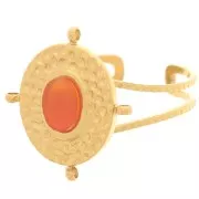 Anello regolabile con 4 anelli per cabochon 6x4 mm - Acciaio inox dorato 304L x1