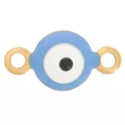 Distanziatore tondo da 6mm occhio blu in resina Acciaio inox 304L dorato x1