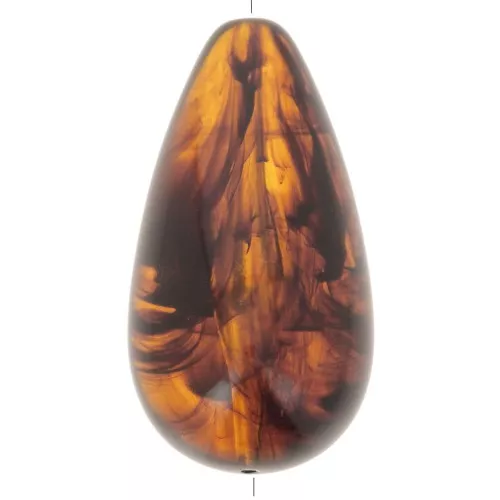 Perla in resina traslucida 30x16 mm - Ambra marmorizzata x1