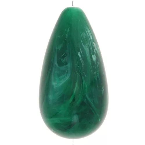 Perla di resina opaca 30x16 mm - Verde scuro marmorizzato x1