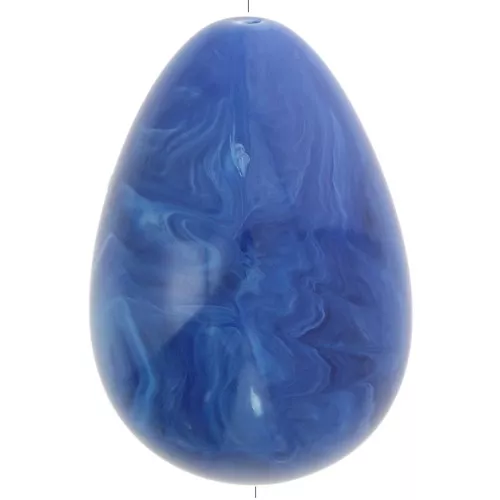 Perla di resina opaca 31x22 mm - Blu reale marmorizzato x1
