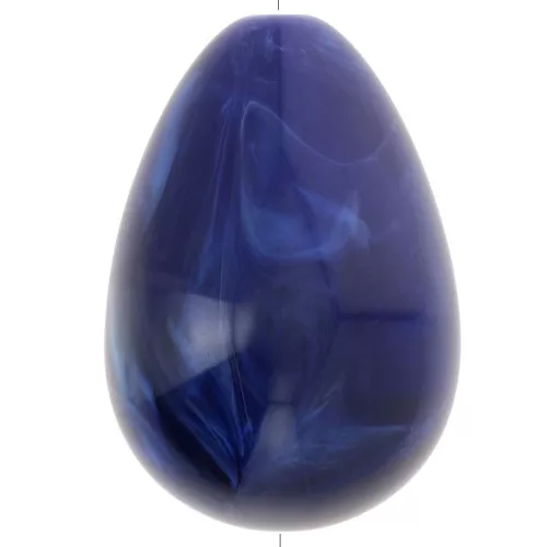 Perla in resina opaca 31x22 mm - Blu marcato x1