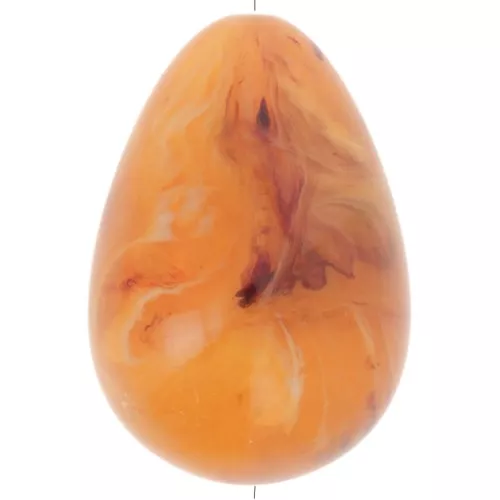 Perla in resina traslucida 31x22 mm - Albicocca marmorizzata x1