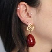 Perla in resina traslucida 31x22 mm - Ambra marmorizzata x1