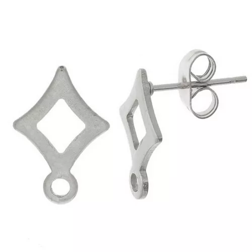 Chiodi di orecchie rombo con anello chiuso 14x10 mm Acciaio inossidabile x2