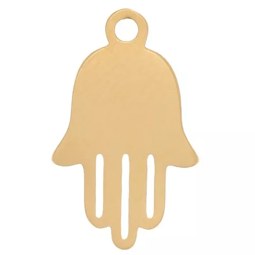 Ciondoli a forma di mano di Fatma 12,5x7,5 mm -Acciaio inossidabile 316L dorato x4