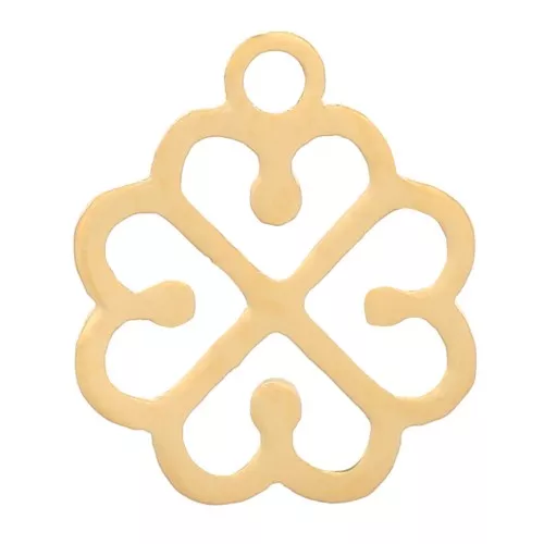 Ciondolo a forma di trifoglio 9x7 mm - Acciaio inossidabile 316L dorato x4