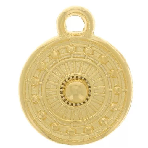 Mini ciondolo etnico rotondo da 9 mm - Dorato in oro fino x1