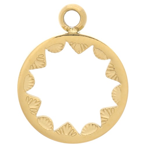 Pendente castone per cabochon piatto da 10 mm -Acciaio inossidabile 316L dorato x1