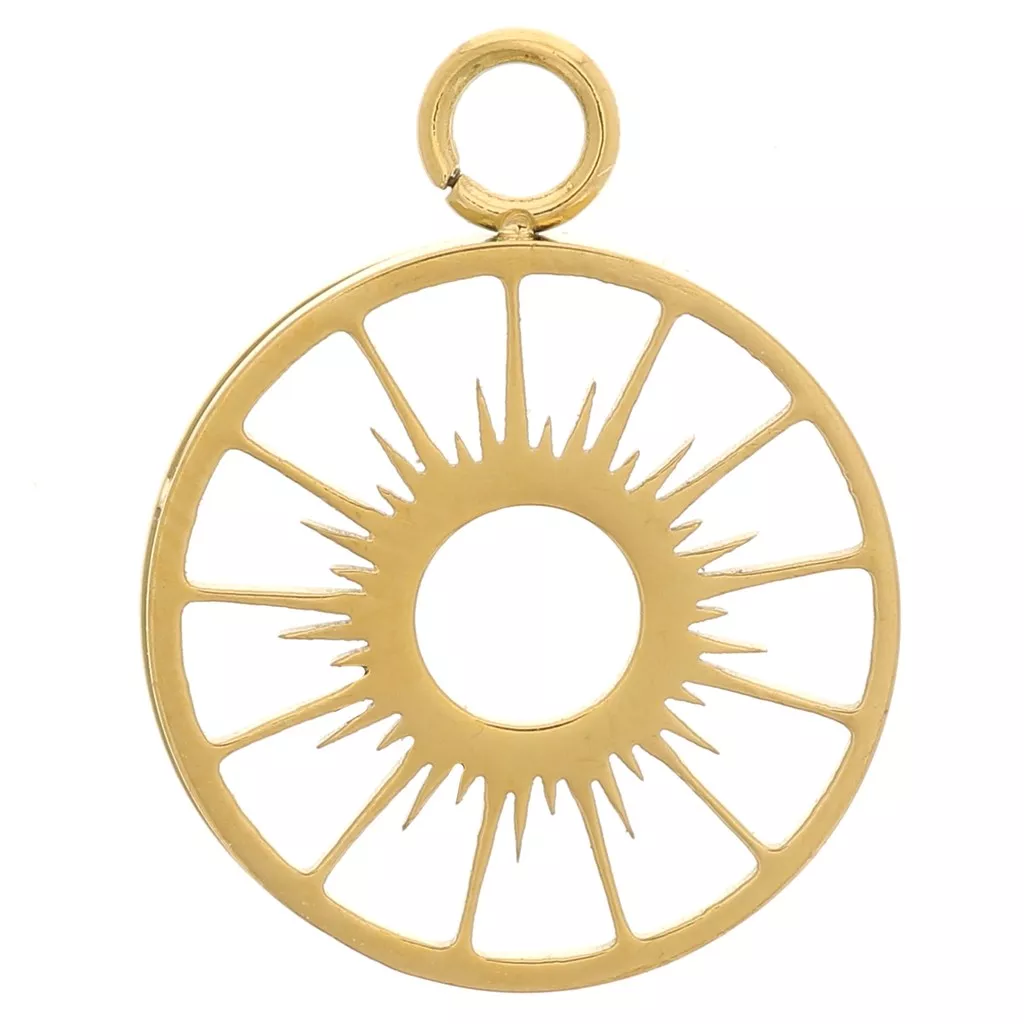 Collana GOLDENCAT Con Ciondolo Occhio Turco E Sole, In Acciaio Inossidabile Placcato Oro 18k, Lunghezza Regolabile 415 Mm + 65 Mm, Peso 8,1 Grammi