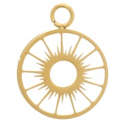 Pendente con incastonatura - motivo sole - cabochon piatto da 10 mm - Acciaio inossidabile 304 Dorato x1
