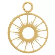 Pendente con incastonatura - motivo sole - cabochon piatto da 10 mm - Acciaio inossidabile 304 Dorato x1