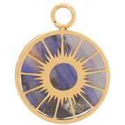 Pendente con incastonatura - motivo sole - cabochon piatto da 10 mm - Acciaio inossidabile 304 Dorato x1